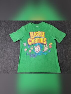 Lucky Charms Little Kid's Graphic Tee Size XS Green Leprechaun Cereal Boys Girls